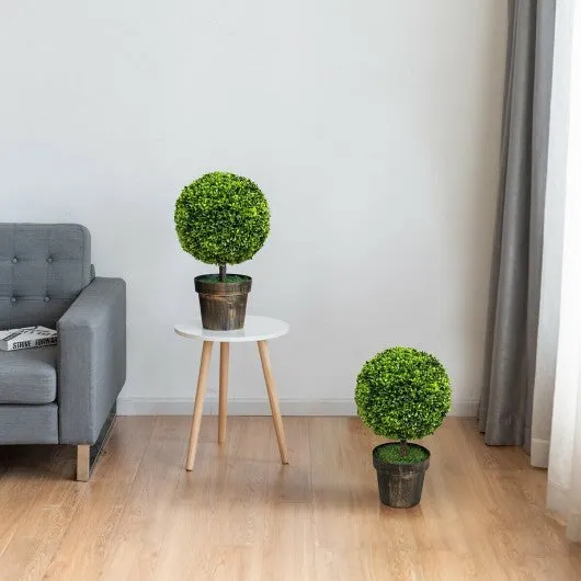 2 PCS 24" Artificial Boxwood Topiary Ball Tree