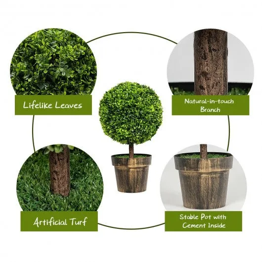 2 PCS 24" Artificial Boxwood Topiary Ball Tree