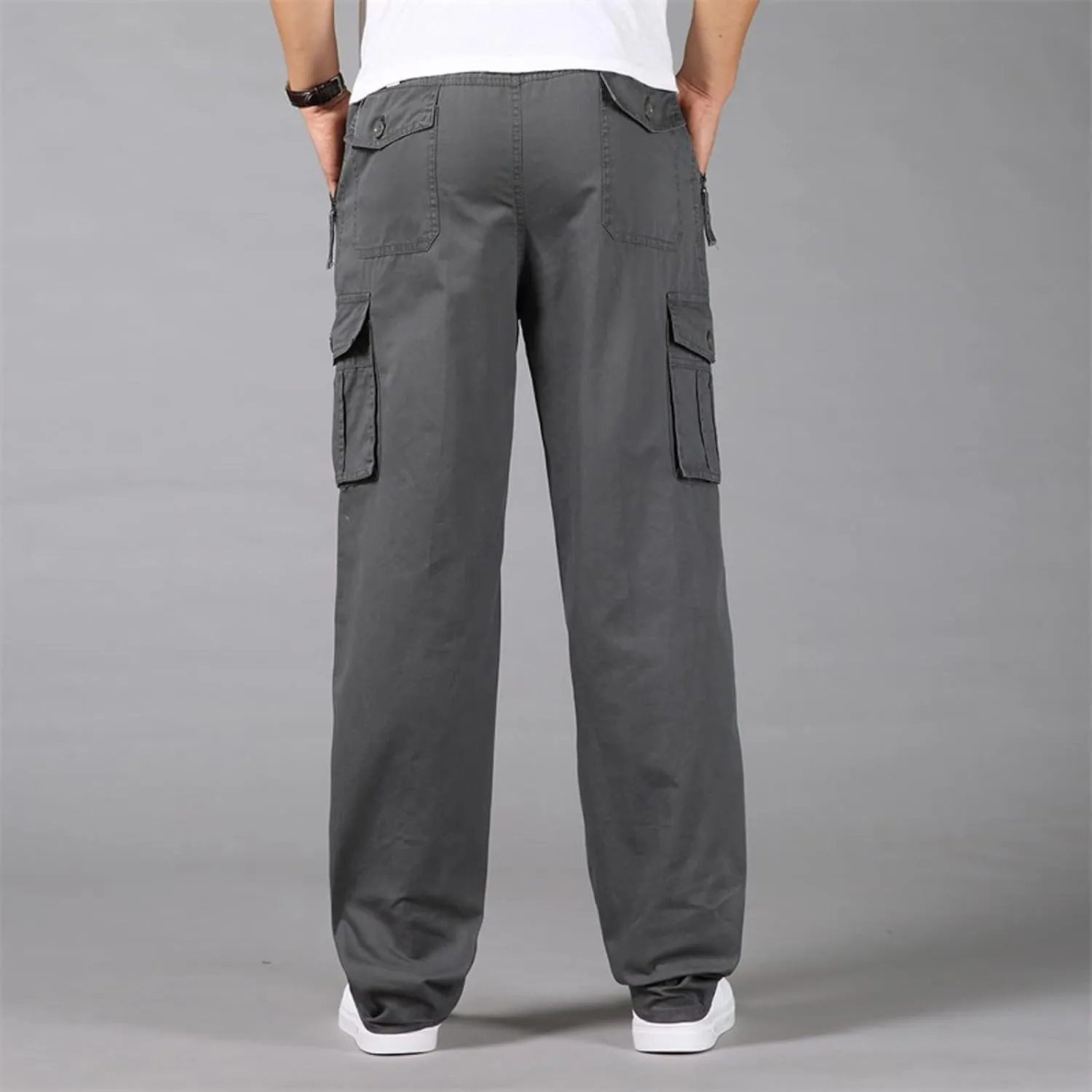 Cargo Pants for Men Relaxed Fit Elastic Running Athletic Sports Pants Casual Straight-Leg Trousers Mens Heavyweight