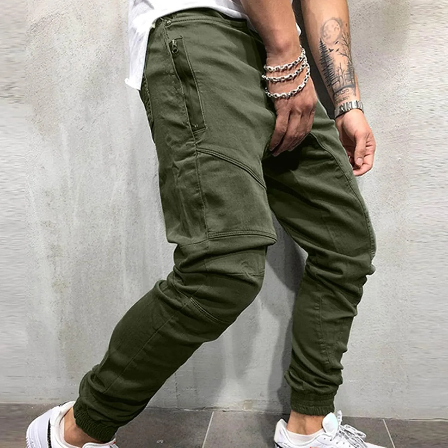Cargo Pants for Men Relaxed Fit Mens Cargo Pants Sweatpants Men's Heavyweight Cargo Fleece Sweatpants Stretch Elastic