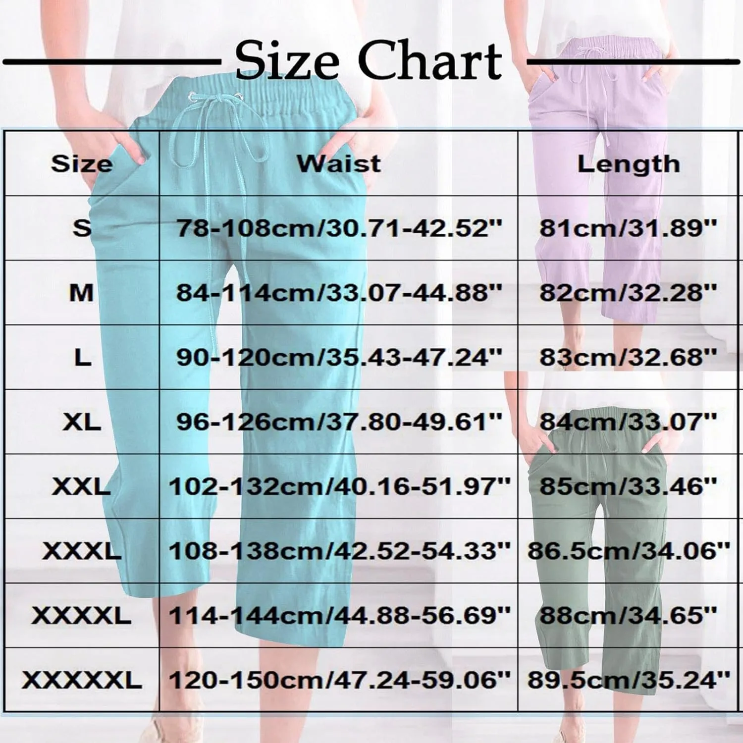 Cotton Linen Cropped Trousers Women Solid Color Wide Leg Capri Pants Elastic Waist Trouser Summer Casual Capris Pant