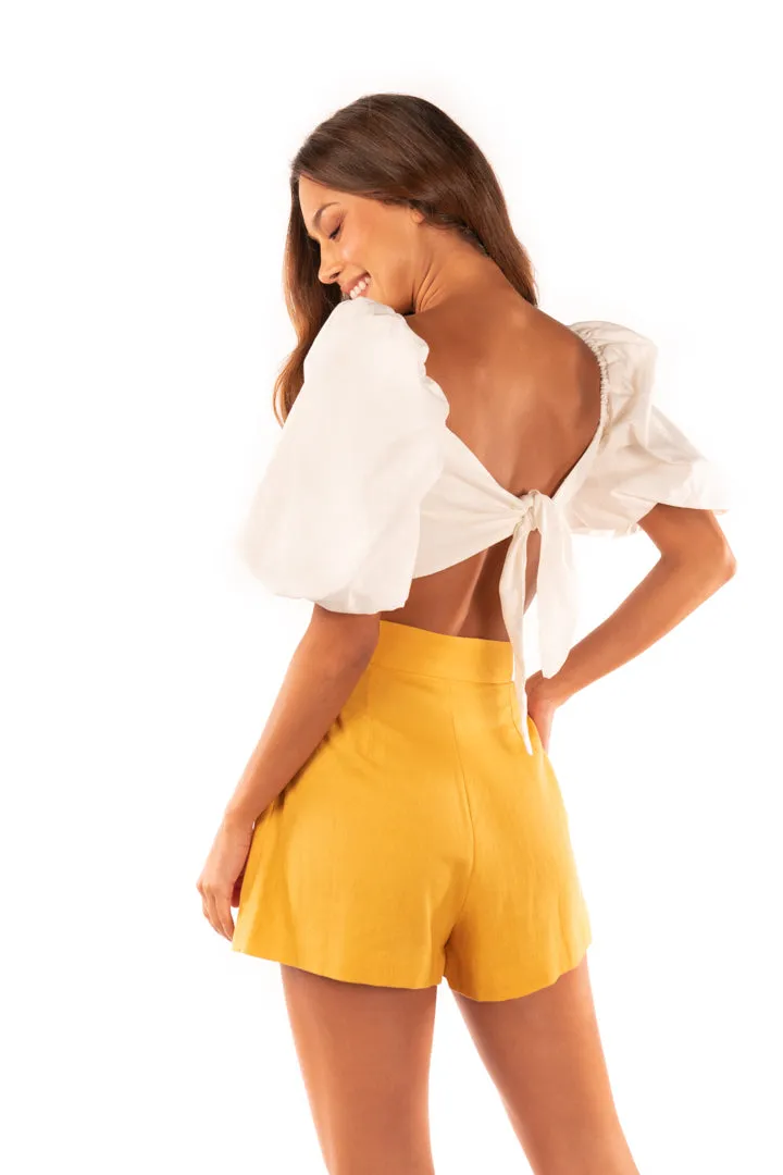 Flamingo High Rise Shorts in Mustard by Sanlier