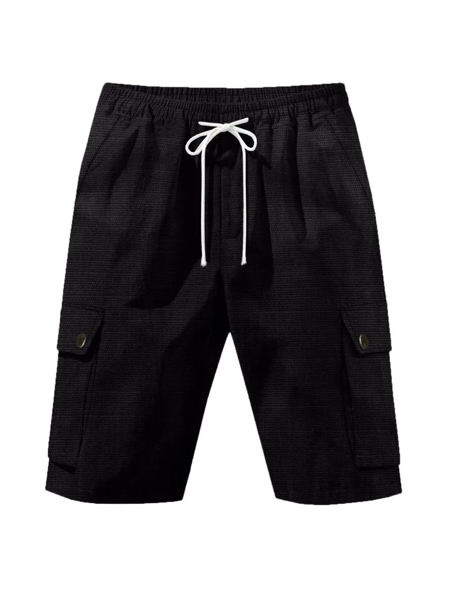 Linen Drawstring Cargo Shorts