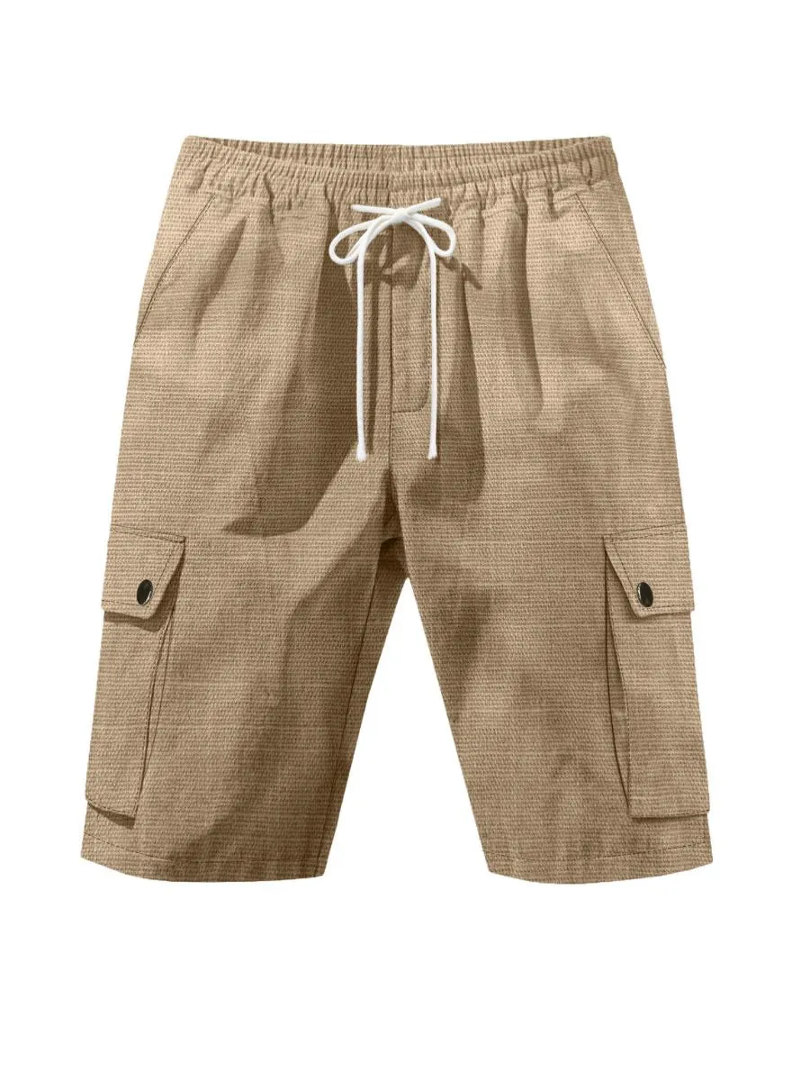 Linen Drawstring Cargo Shorts