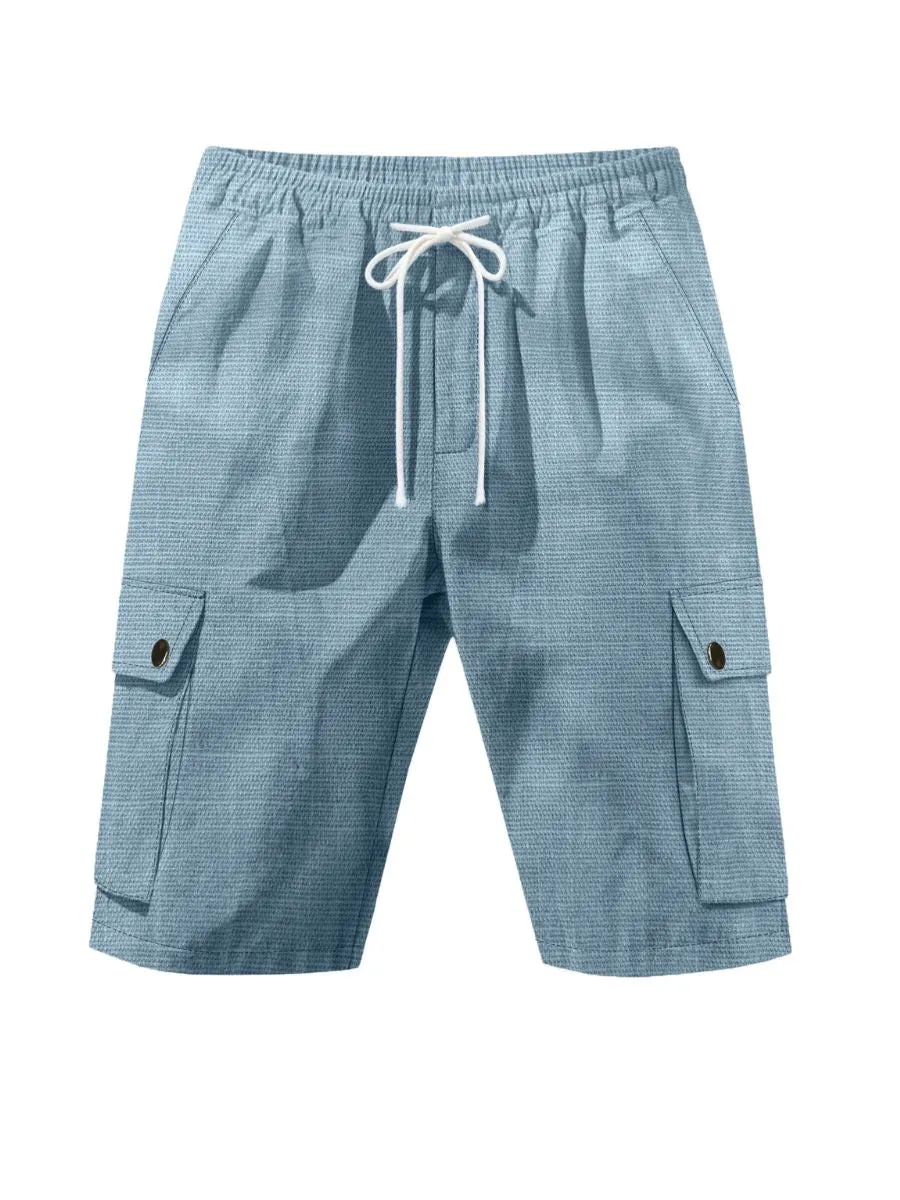 Linen Drawstring Cargo Shorts
