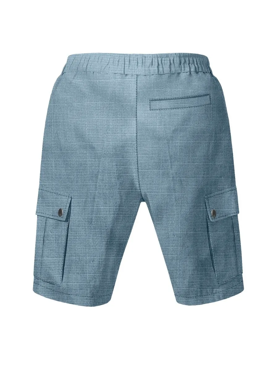 Linen Drawstring Cargo Shorts
