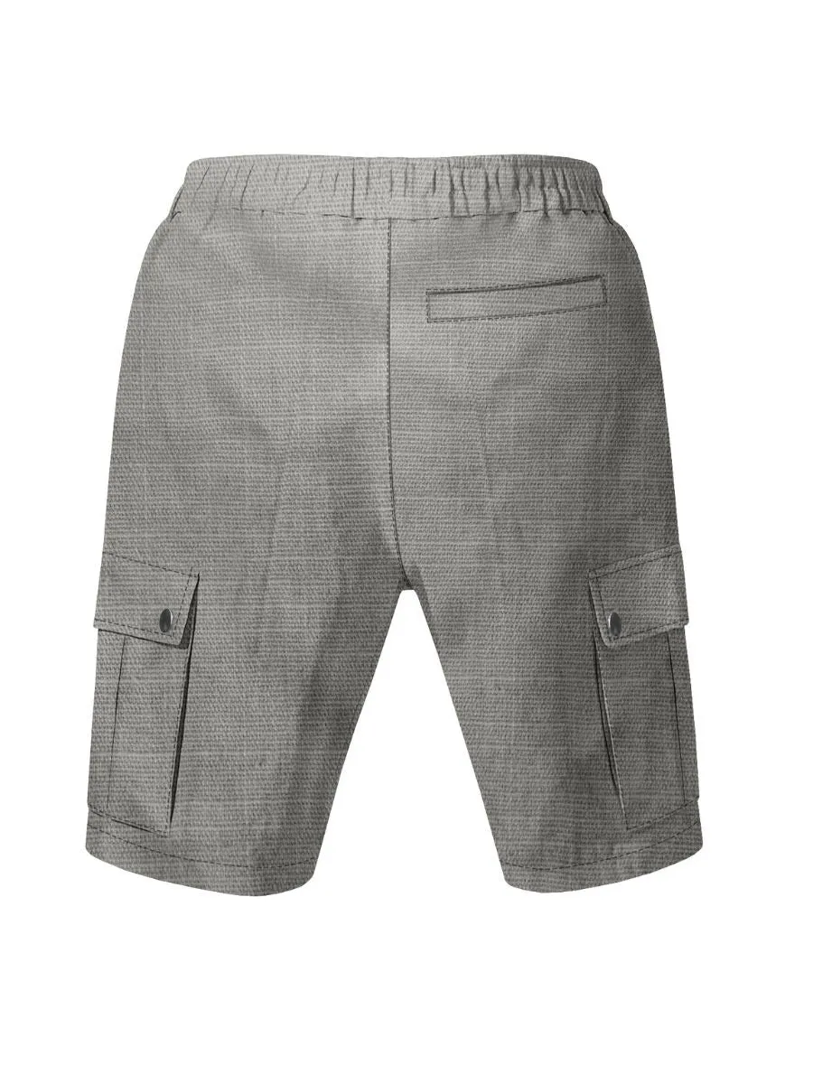 Linen Drawstring Cargo Shorts