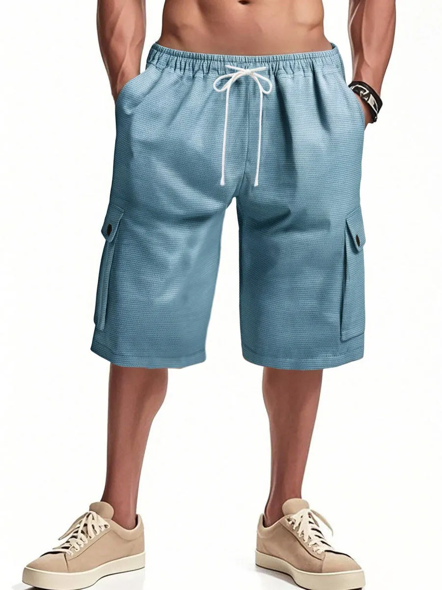 Linen Drawstring Cargo Shorts