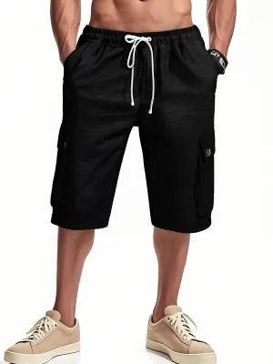 Linen Drawstring Cargo Shorts