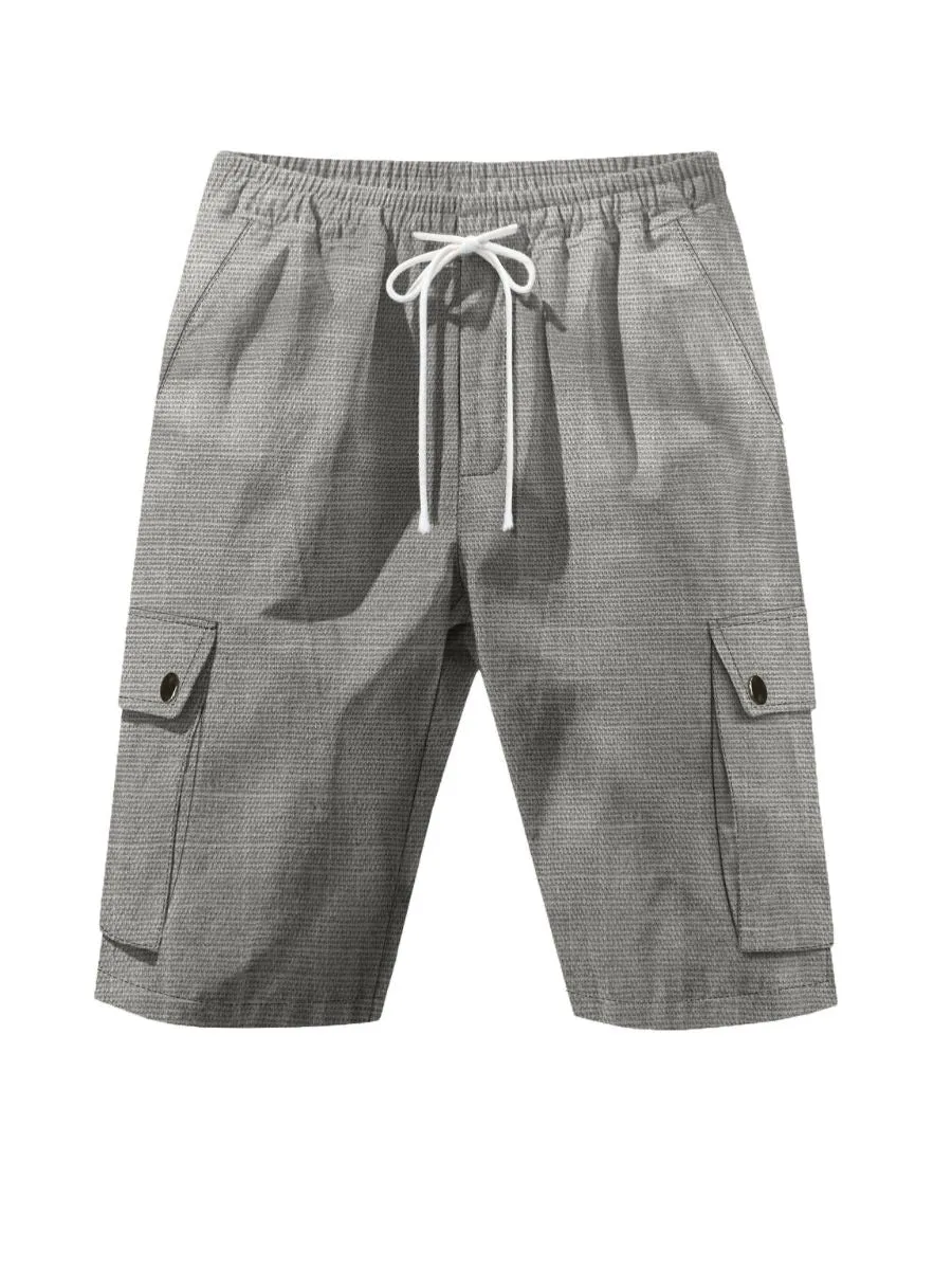 Linen Drawstring Cargo Shorts