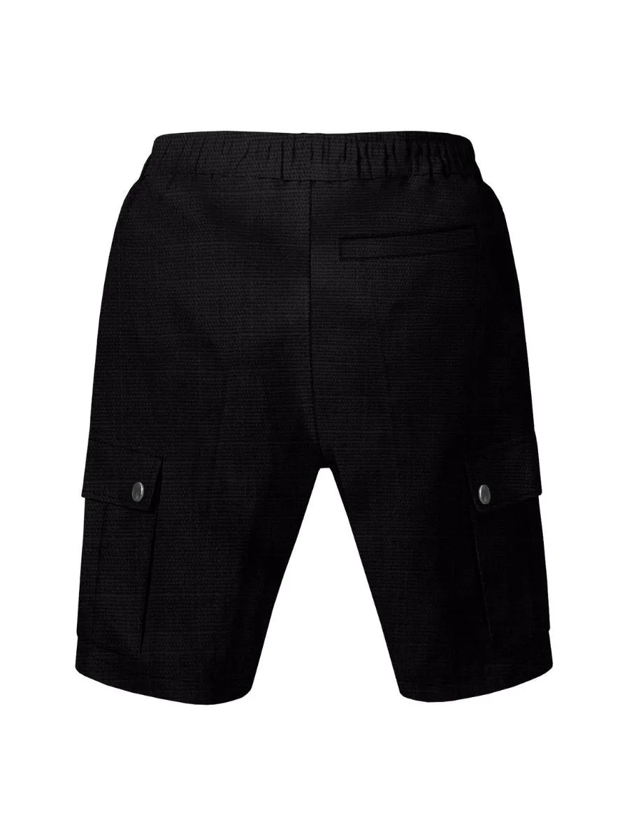 Linen Drawstring Cargo Shorts