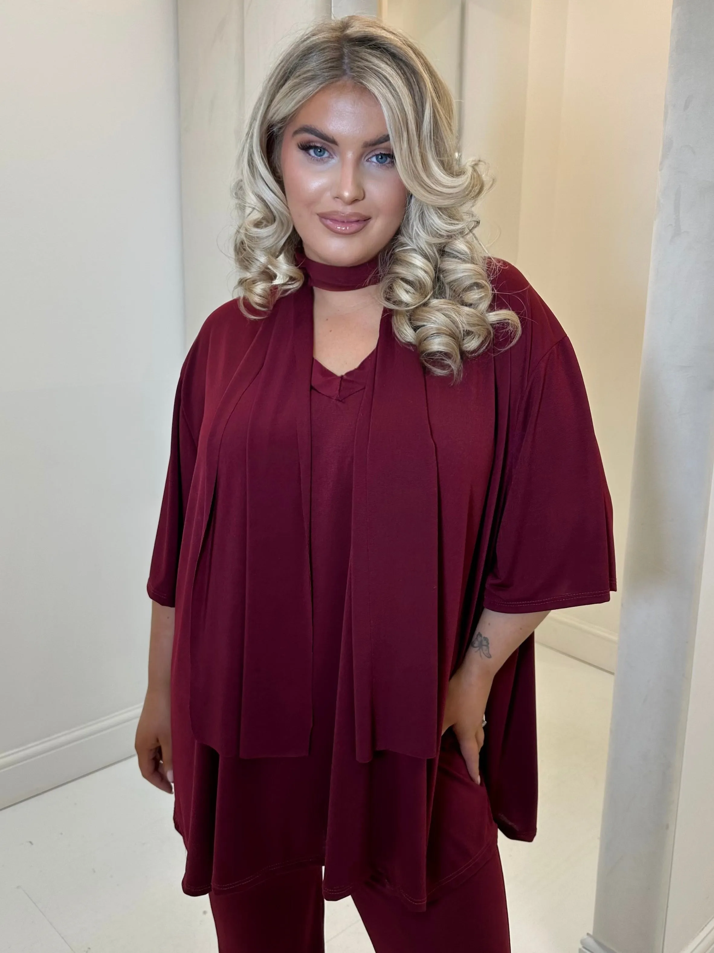 Lynsey Burgundy 3 Piece Slinky Set