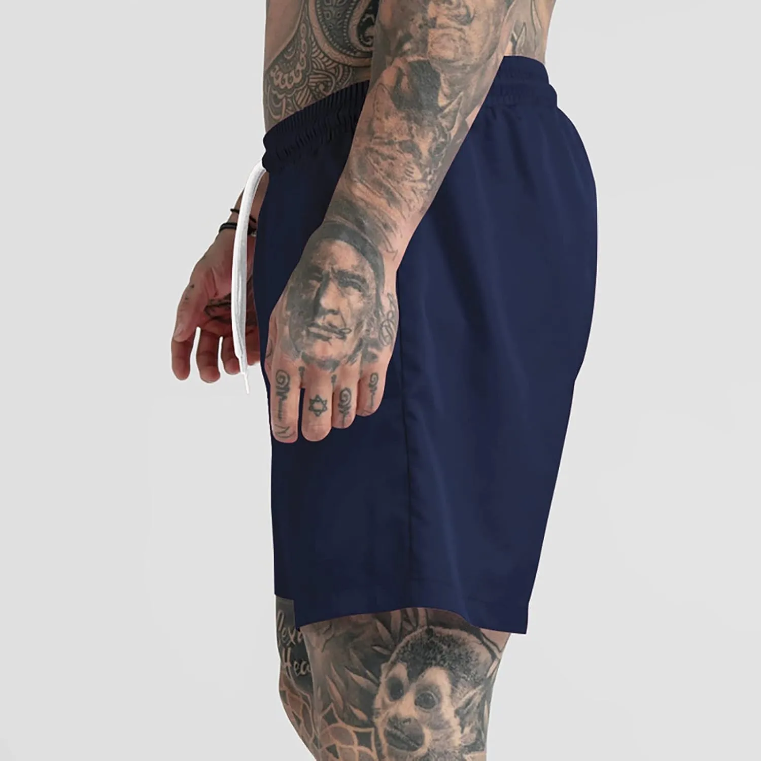 Men's Drawstring Sports Shorts with Pockets Casual Mid Waist Elastic Waistband Workout Exercise Running Shorts