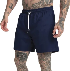 Men's Drawstring Sports Shorts with Pockets Casual Mid Waist Elastic Waistband Workout Exercise Running Shorts