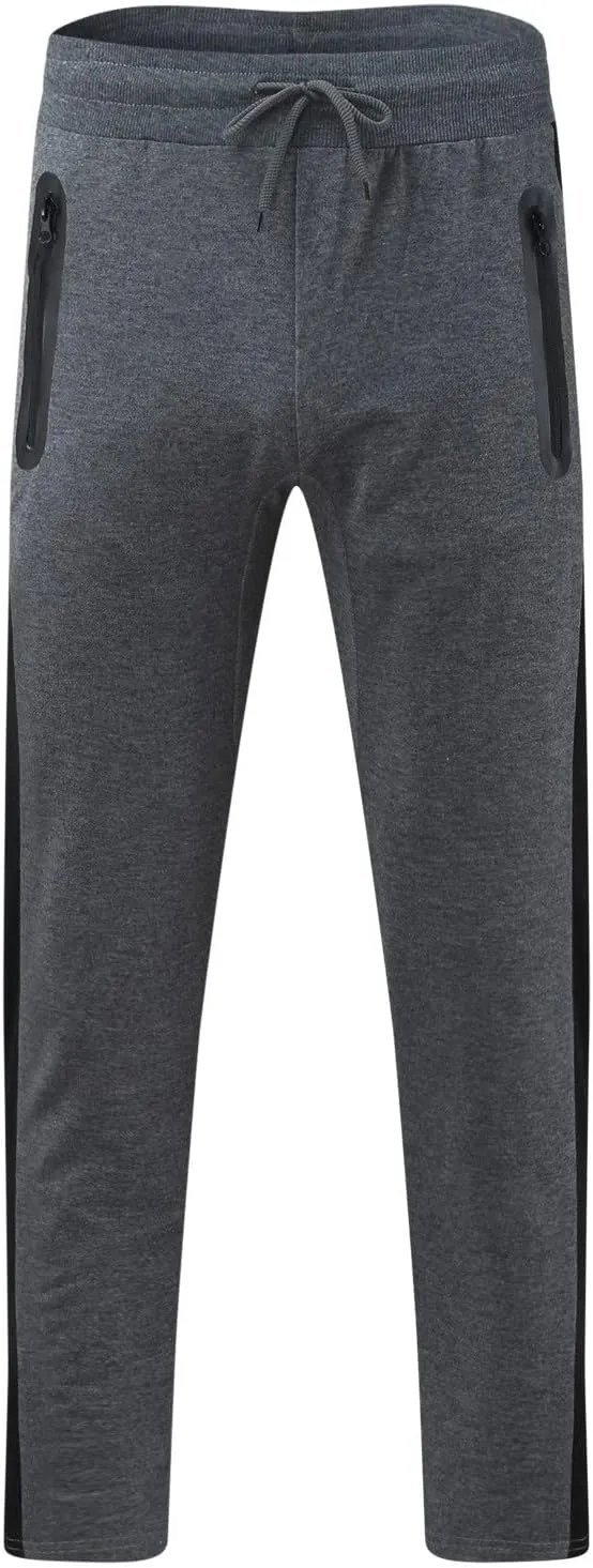 Mens Workout Cargo Sweatpants Performance Open Bottom Workout Quick Dry Pants for Athletic Jogging Training Casual