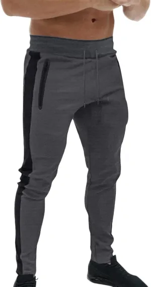 Mens Workout Cargo Sweatpants Performance Open Bottom Workout Quick Dry Pants for Athletic Jogging Training Casual