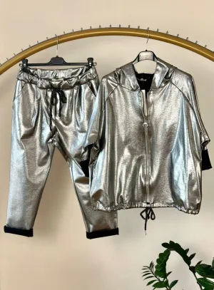 Metallic Silver Lightweight Jacket One Size