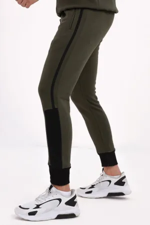 Moss Green & Black Paneled Jogger Pants - W22 - MTR076R