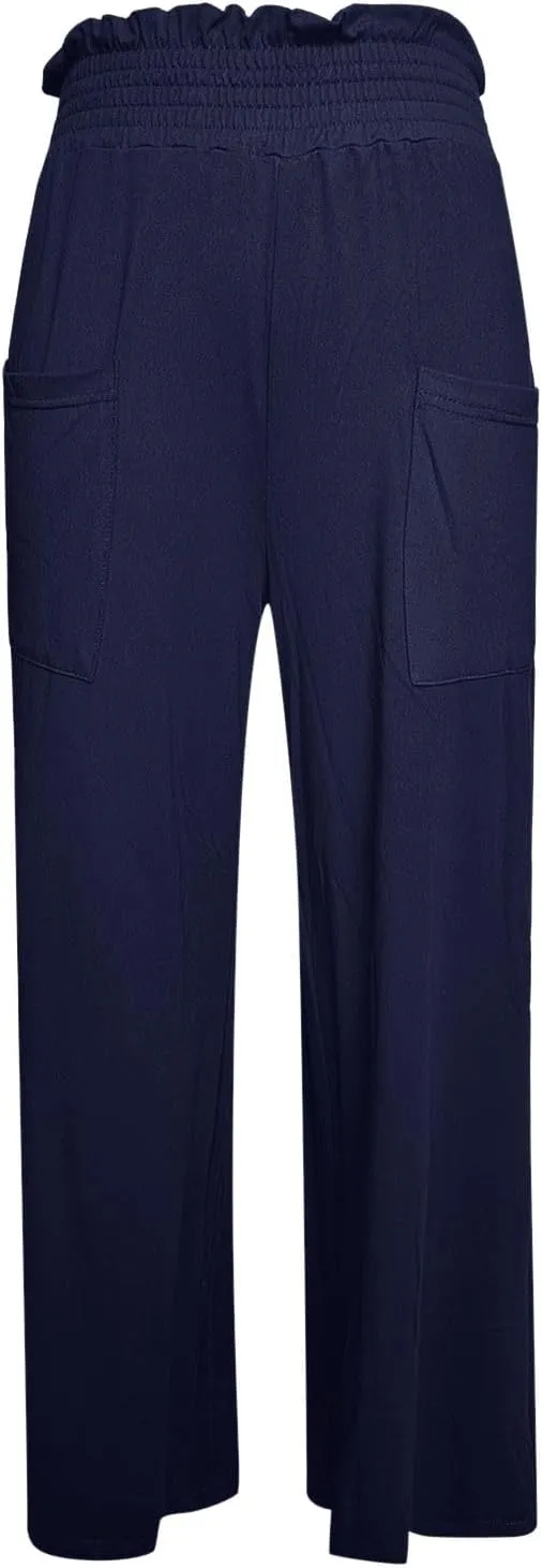 PTOLOCIF Palazzo Pants for Women,Drawstring High Waist Palazzo Pants Wide Leg Cotton Pants Summer Beach Loose Trousers