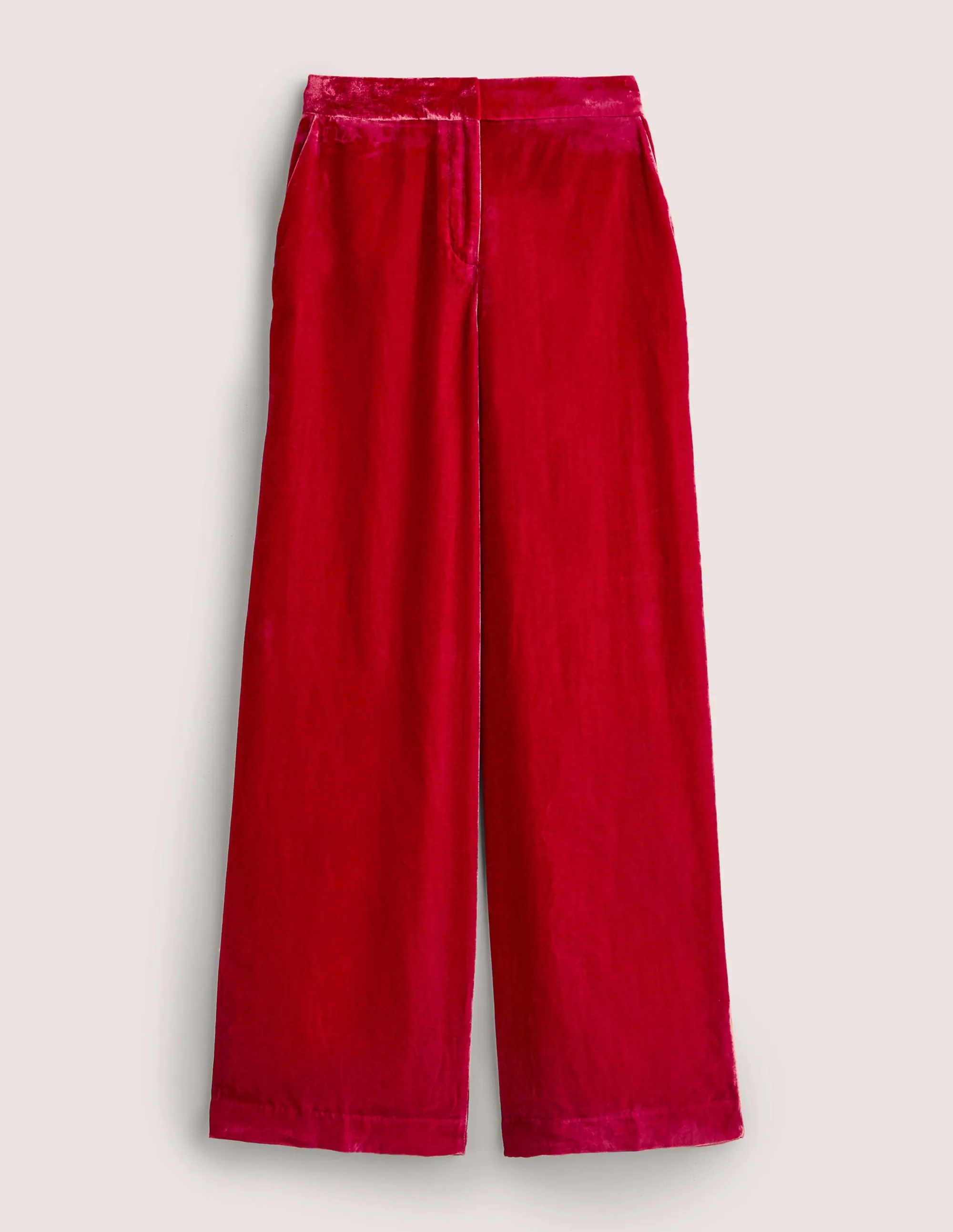 Red Velvet Wide-Leg Trousers-Red Velvet