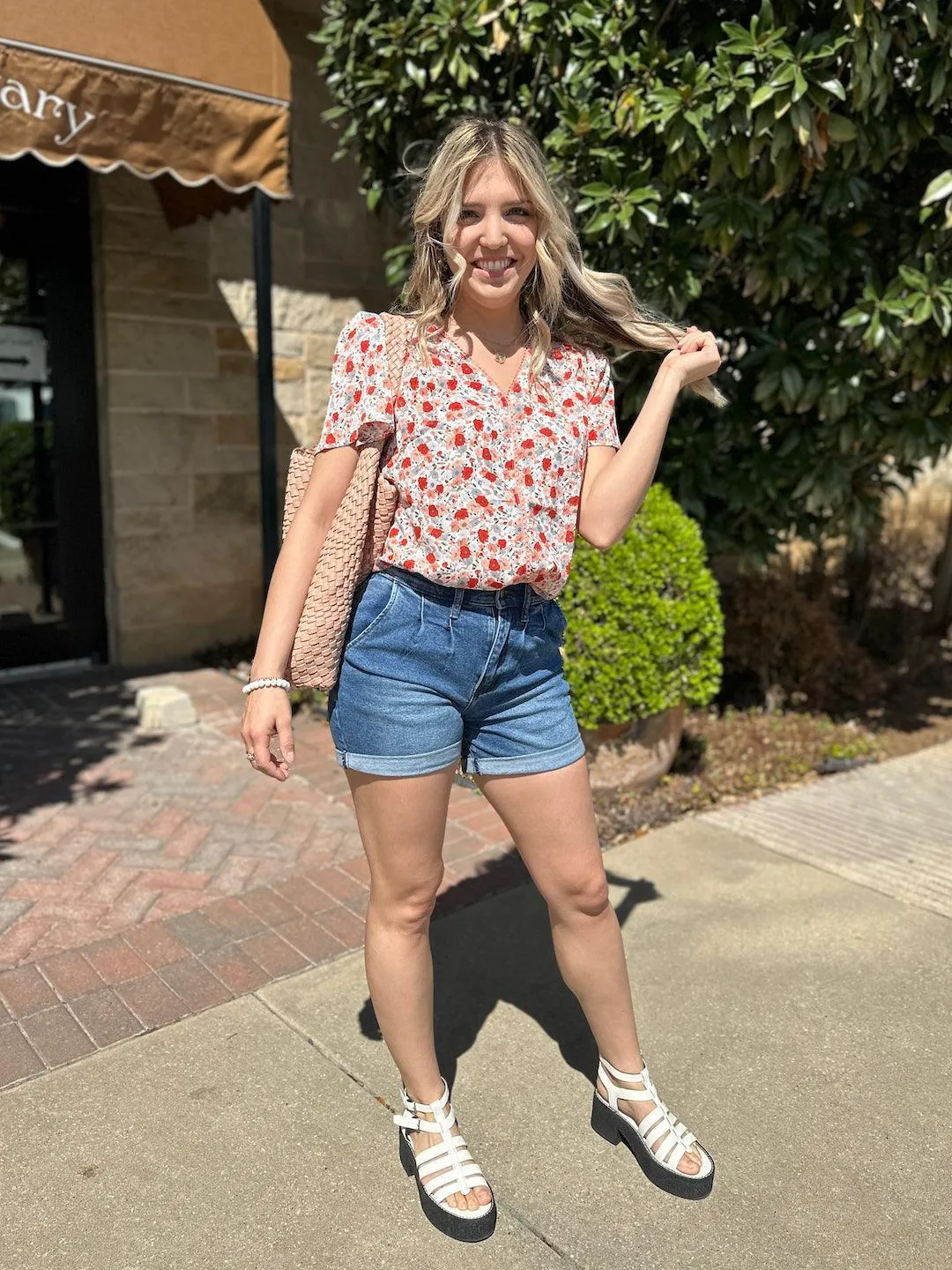 Roll with the Punches Pin Tuck Denim Shorts