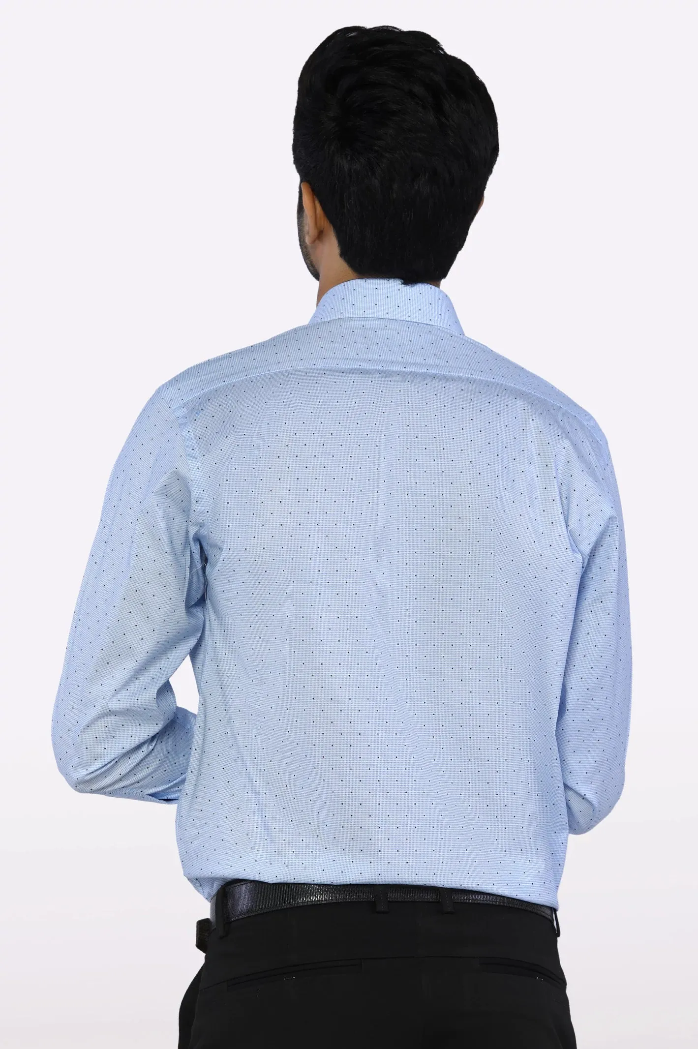 Sky Blue Dotted Formal Shirt