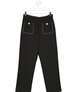 Uterque Black Contrast Stitch Cropped Trousers UK XS