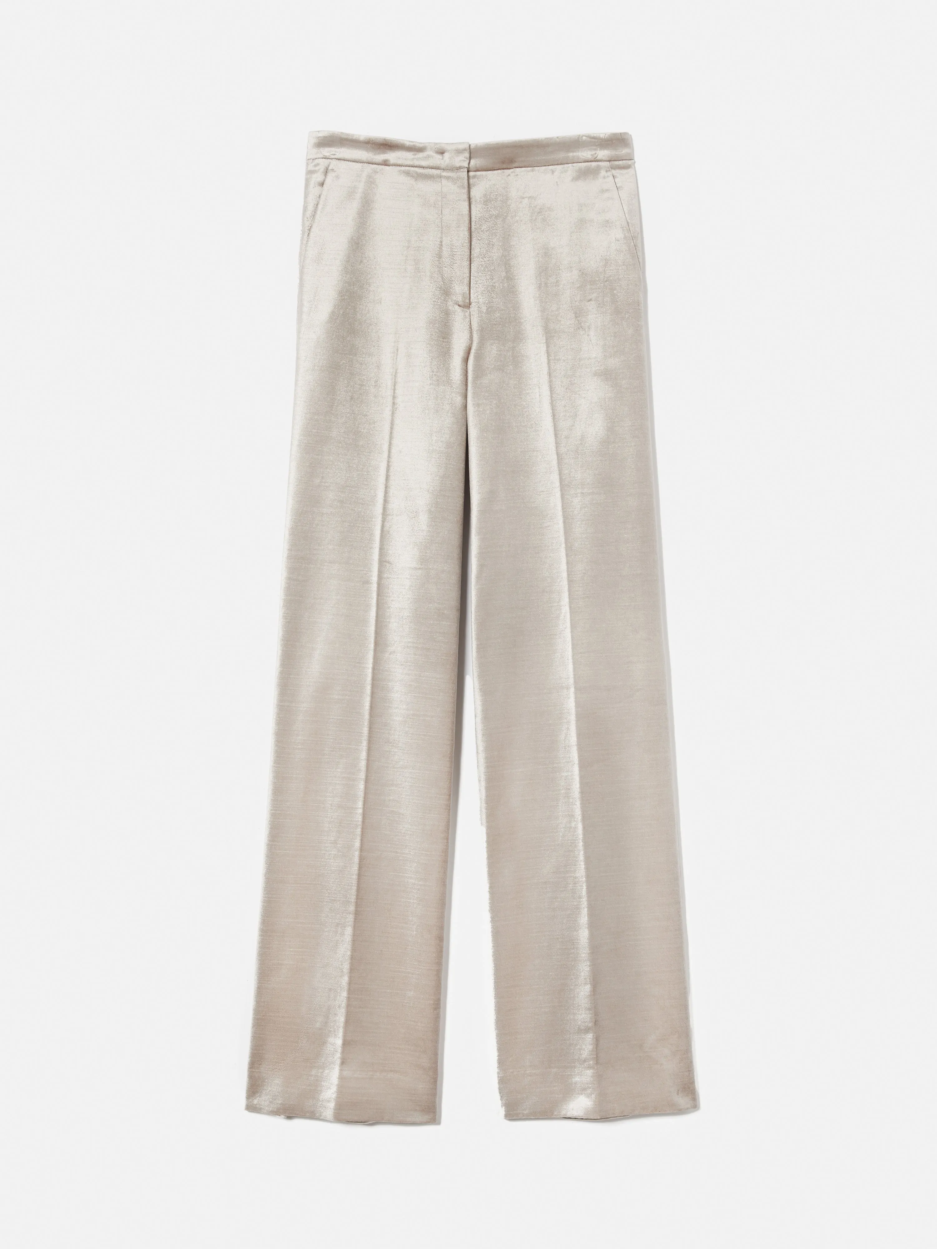 Velvet Wide Leg Trouser | Grey
