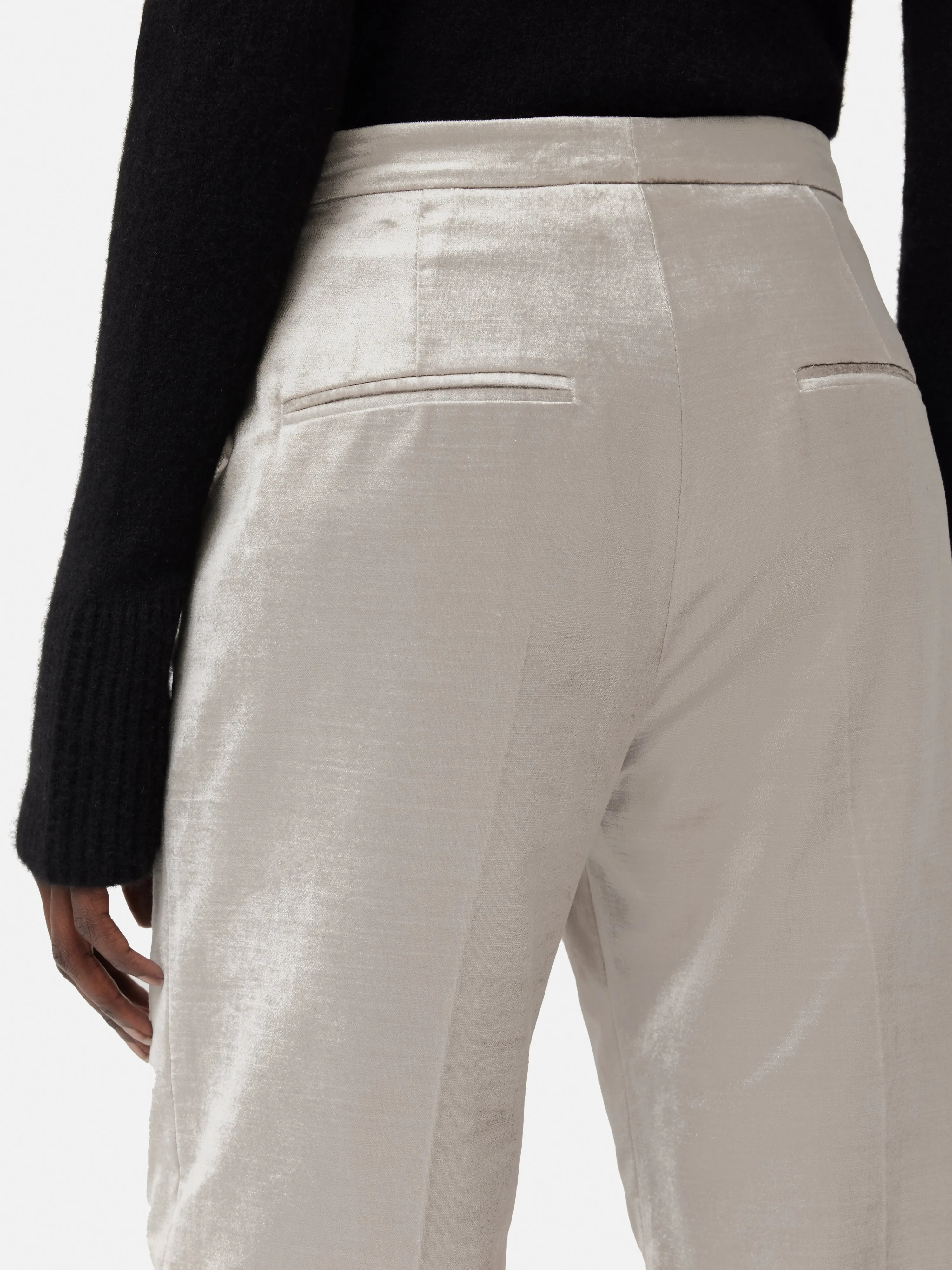 Velvet Wide Leg Trouser | Grey